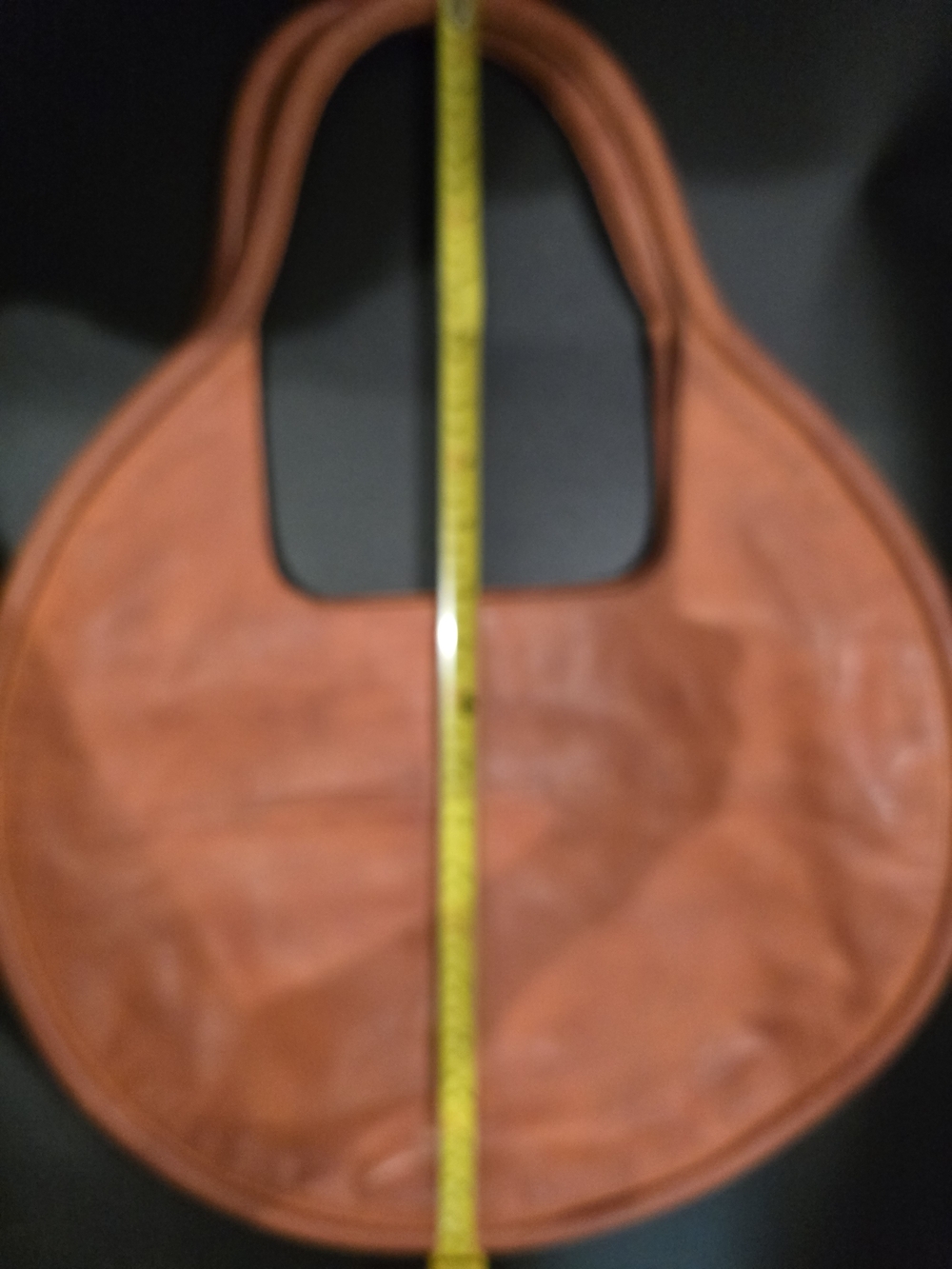 Round Leather Shoulder Bag in Cognac - Picture 3 of 12